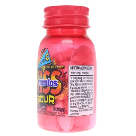 Bala mentos kiss sour sem açúcar morango 38g 360-7