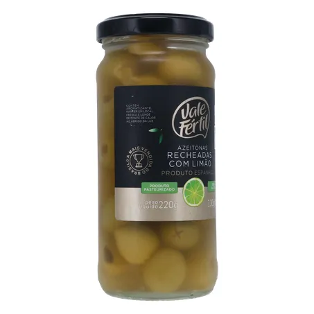 AZEITONA VERDE VALE FERTIL RECHEADO COM LIMÃO VIDRO 130G 360-32