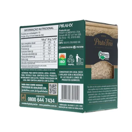 ARROZ PRATO FINO 500G ORGANICO 360-22
