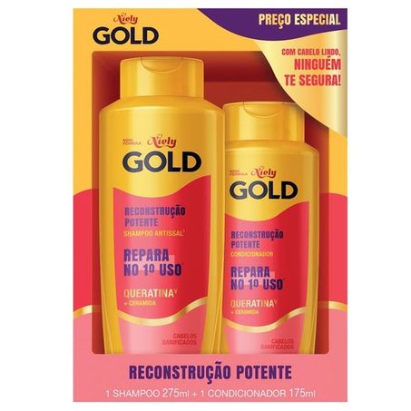Kit niely gold queratina e ceramidas shampoo 275ml + condicionador 175ml und