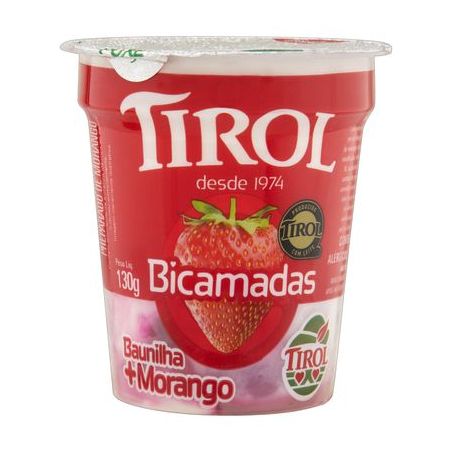 IOGURTE TIROL BICAMADAS BAUNILHA E MORANGO 130G