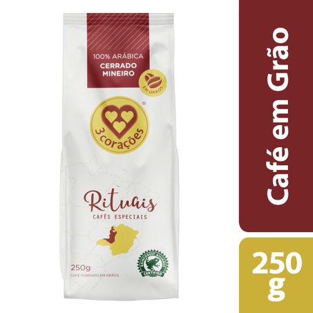 CAFÉ TORRADO EM GRÃOS CERRADO MINEIRO 3 CORAÇÕES RITUAIS