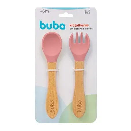 KIT BUBA TALHER BAMBU/SILICONE ROSA 2 PEÇA