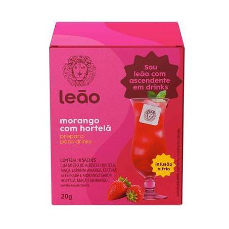 CHA LEAO MORANGO E HORTELA DRINKS C/10 20G