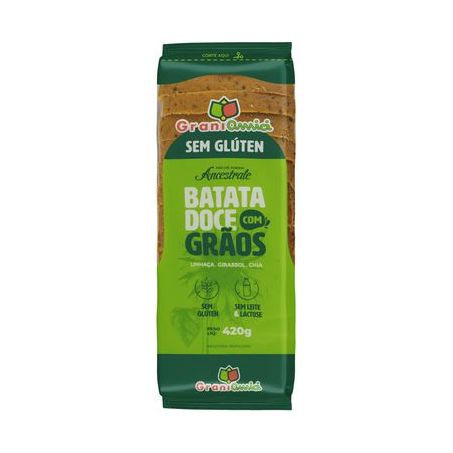 Pão de Forma Batata-doce com Grãos Sem Glúten Zero Lactose Grani Amici Ancestrale Pacote 420G