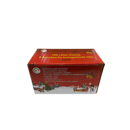 ENFEITE NATAL PISCA 100 LEDS VIOLETA 8F 10M TRANSP