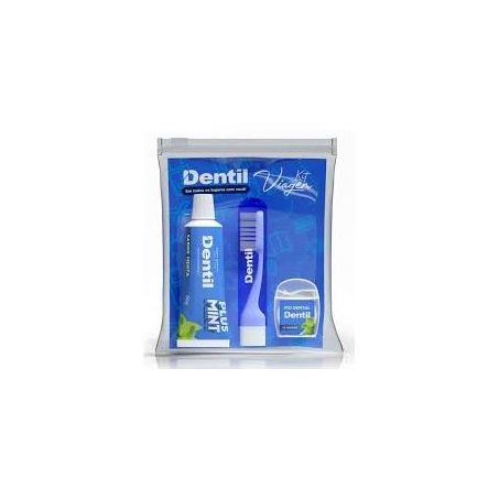 KIT VIAGEM DENTIL PLUS MINT AZUL CREME DENTAL FIO 25M ESCOV