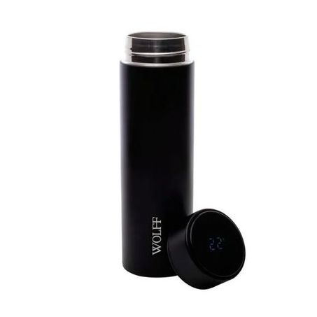 GARRAFA TERM  WOLFF C/TERMOM LED PRETA 500ML