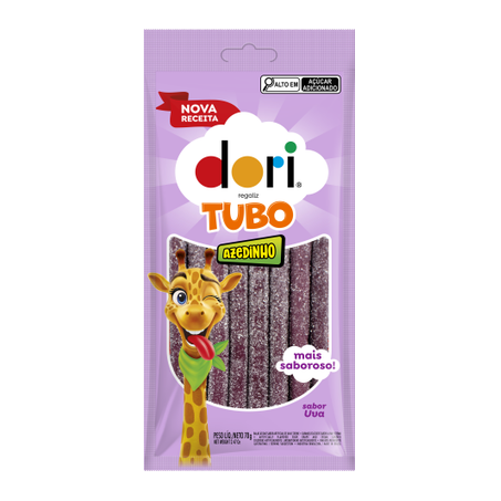Bala Dori Regaliz 70g Tubo Recheado Uva