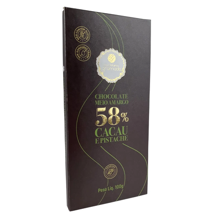 CHOCOLATE GRAMADO 58% COM PISTACHE 100G