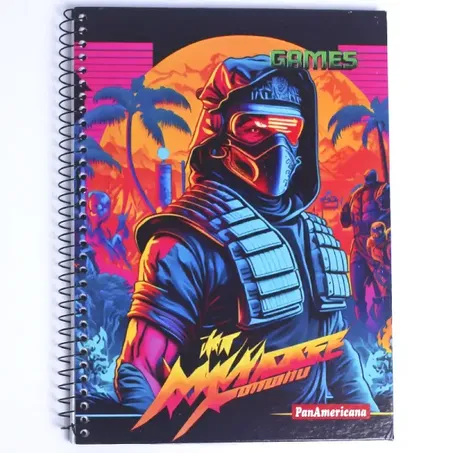 Caderno Panamericana Games 1mt 80f Pauta   Bolsa PlasticaAdesivo