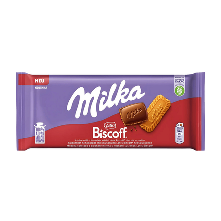 Barra chocolate milka 90gr biscoff