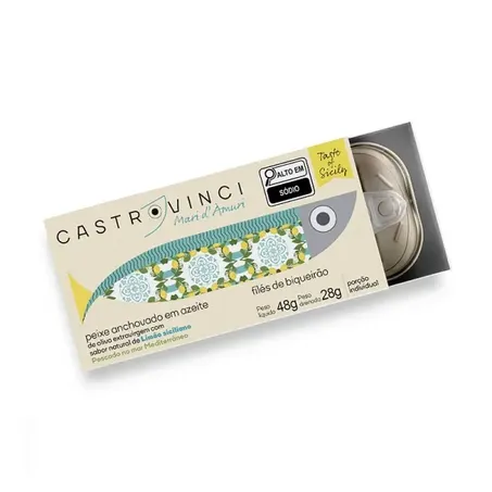 Anchovas Azeite Castrovinci 28g Lata Limao Siciliano