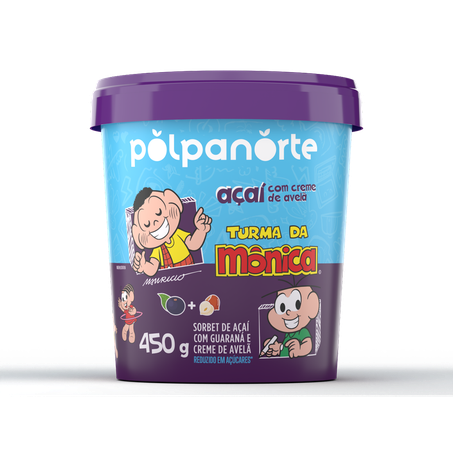 Açaí mix com creme de avelã turma da mônica polpa norte 450g
