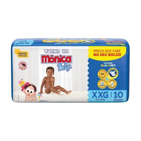 Fralda Descartável Turma Da Mônica Baby Xxg Pacote 10 Unidades