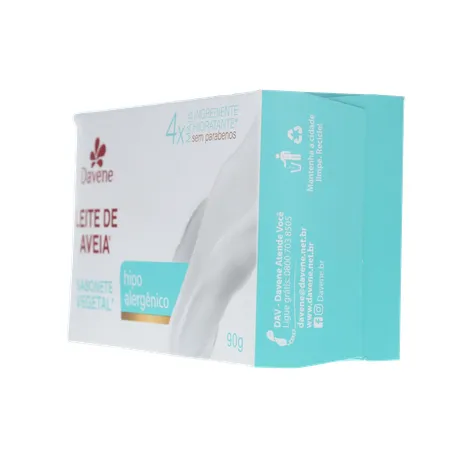 Sabonete Barra Vegetal Davene sem Perfume Leite de Aveia Clássico Caixa 90gr 360-6