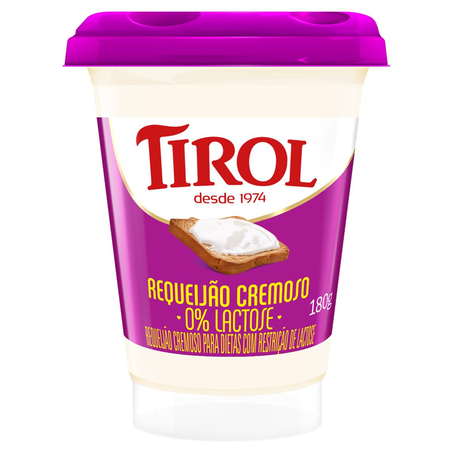Requeijão Cremoso Tirol 180g - Zero Lactose - Pote