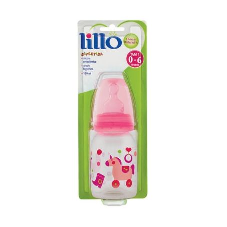 Mamadeira Lillo cores divertida rosa 120ml