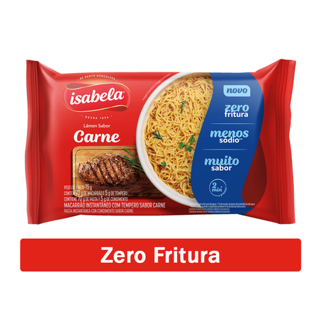 Macarrão Instantâneo Lámen com Tempero Carne Zero Fritura Isabela Pacote 75g