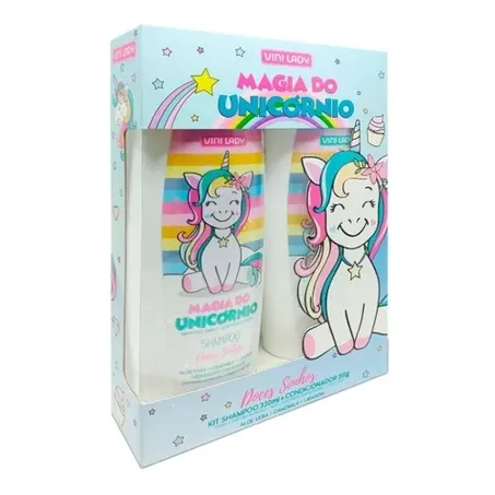 Kit shampoo e condicionador vini lady infantil unicornio