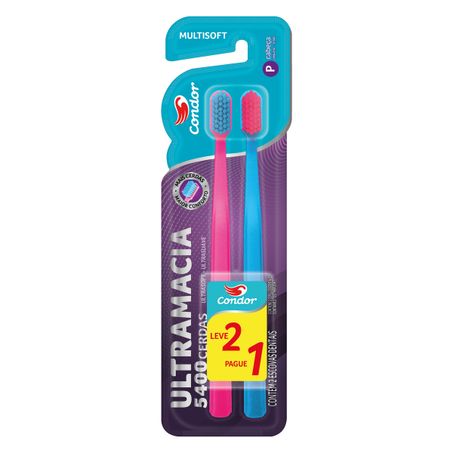 ESCOVA DENTAL ULTRAMACIA CONDOR MULTISOFT CABEÇA P 2 UNIDADES