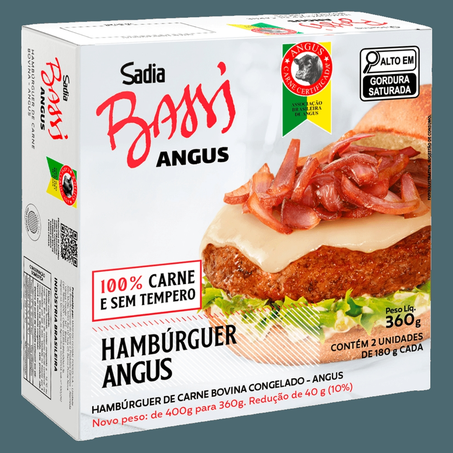 Hambúrguer Bovino Sadia Bassi Angus 2 Unidades de 180g Cada