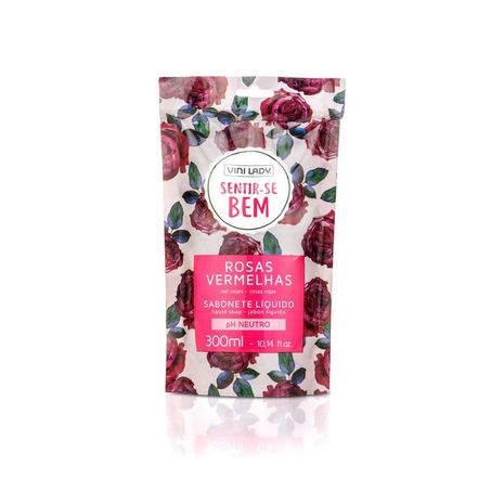 SABONETO LIQUIDO ROSAS VERMELHAS VINI LADY SENTIR-SE BEM REFIL 300ML