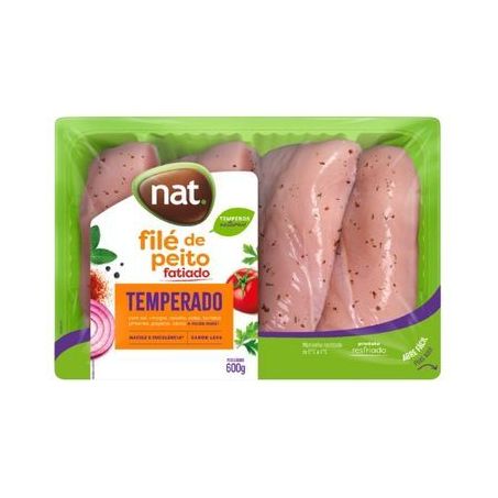 Filé de peito fatiado nat resfriado e temperado 600g