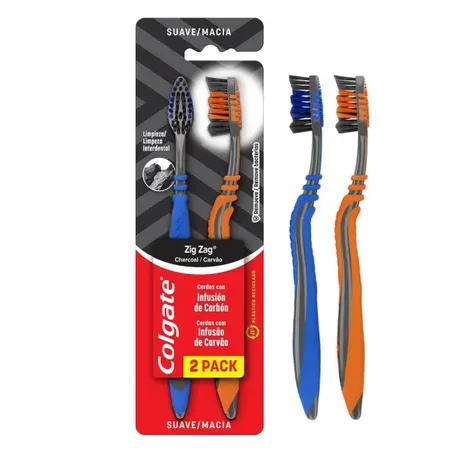 Escova dental zig zag carvao vegetal 2un