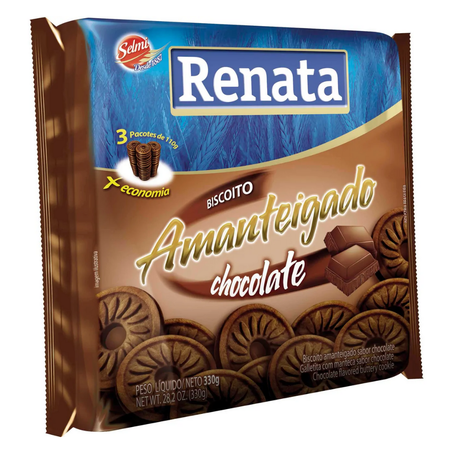 Biscoito amanteigado renata 330g chocolate