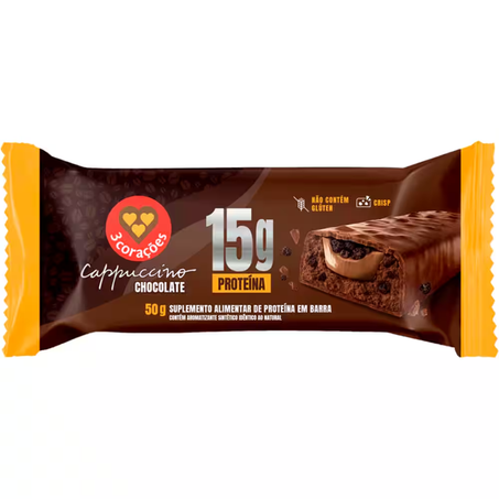Barra proteica 3 coracoes 50g cappuccino chocolate