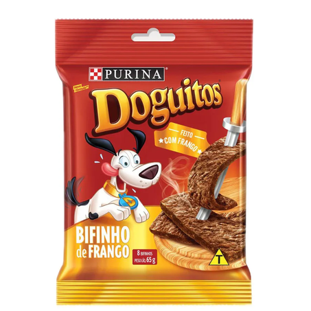 Racao petiscos caes doguitos bifinho frango 65g