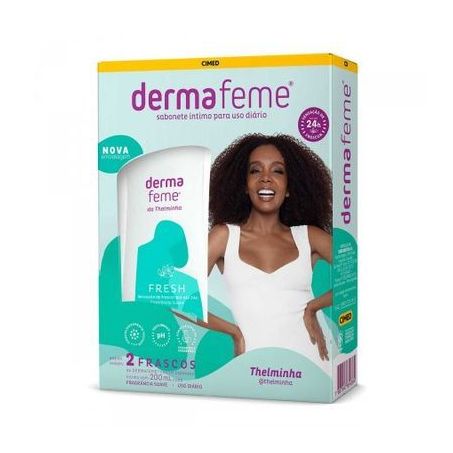 Kit 2 Frascos de Sabonete Íntimo 200ml Dermafeme Fresh Caixa 400ml