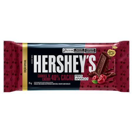 Barra de Chocolate Meio Amargo Cereja 75g