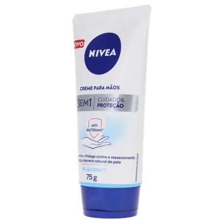 Creme hidratante nivea para mãos antibacteriano 3 em 1 bisnaga 75g 360-4