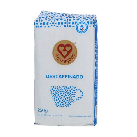 CAFÉ PÓ 3 CORAÇÕES DESCAFEINADO 250G 360-1