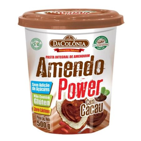 Pasta de amendoim da colônia amendo power com cacau 500g