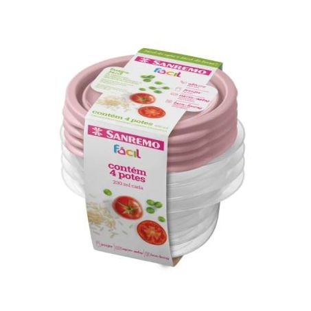 CONJ.POTE PLAST.SANREMO 4UN 230ML