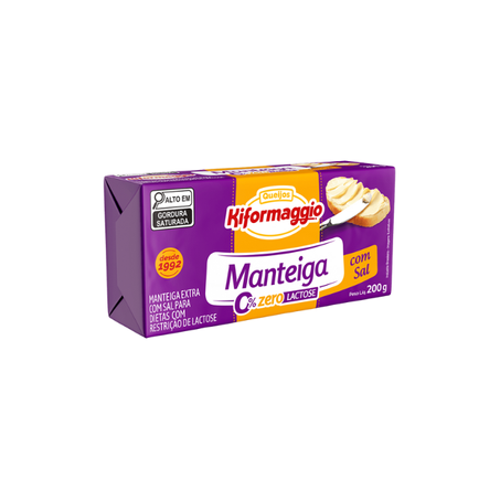 MANTEIGA KIFORMAGGIO ZERO LACTOSE COM SAL TABLETE 200G