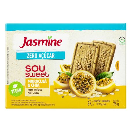 BISCOITO JASMINE SOU SWEET ZERO ACU MARAC/CHIA 75G 360-1