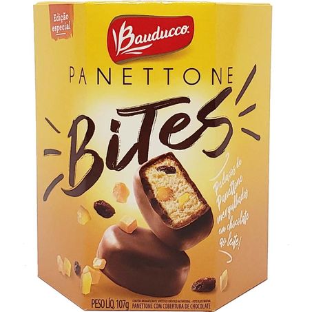PANETTONE BITES COM COBERTURA DE CHOCOLATE BAUDUCCO 107G