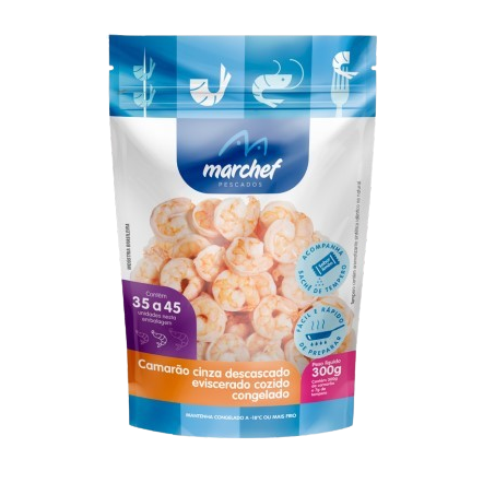 Camarão Marchef s/Casca Eviscerado Cozido c/Tempero 300g