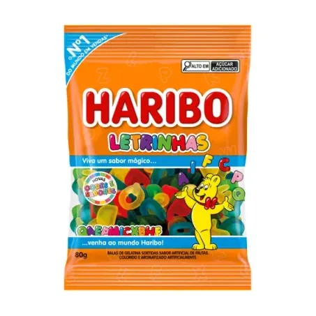 Bala gelatina haribo letrinhas 80g