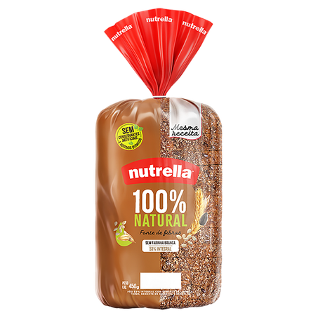 Pão nutrella 100% natural 53% integral 450g