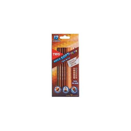 LAPIS DE COR TRIANGULAR MEGA SOFT C/12 TONS PELE  