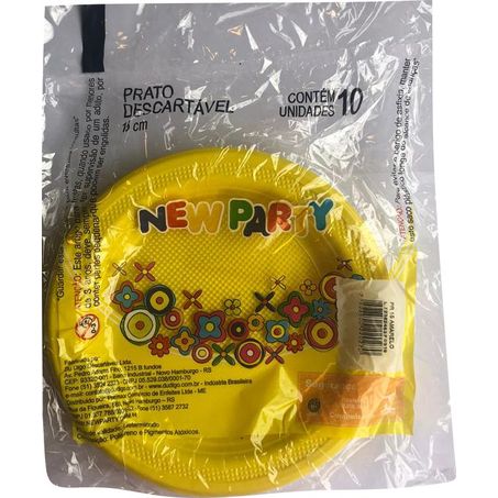 Prato descartável new party amarelo 15cm c/10