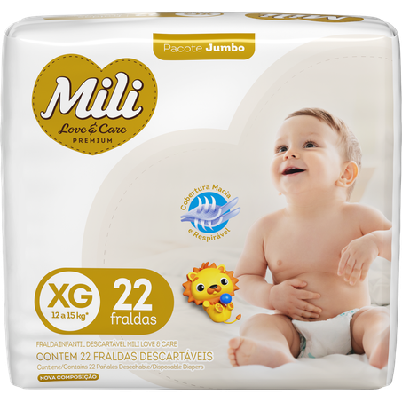 Fralda mili love care jumbo xg c/22