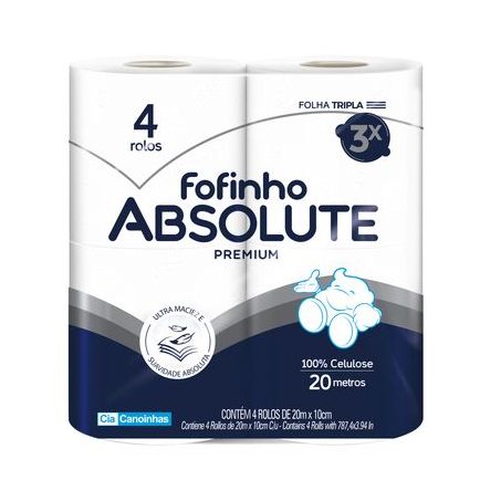 PAPEL HIGIÊNICO FOFINHO FOLHA TRIPLA 20M 4 ROLO ABSOLUTE