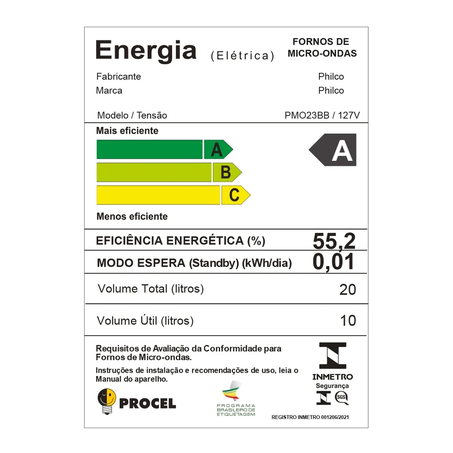 Microondas Philco Branco 20L 220v Pm023b 360-1