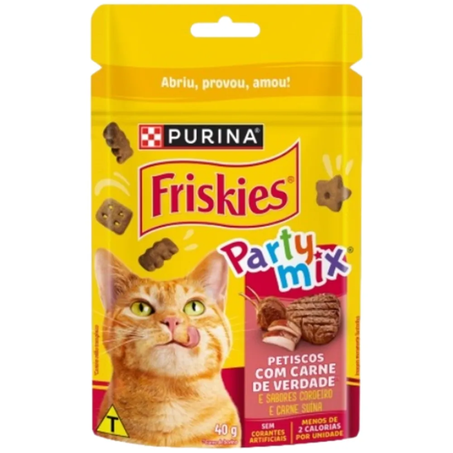 Racao petiscos gatos friskies carnes cordeiro e suina 40g
